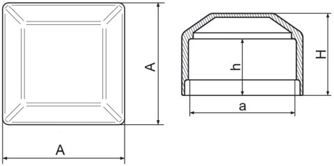 Nasadka zewnętrzna kwadratowa 16x16 5szt czarna