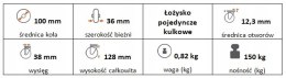 Zestaw kołowy skrętny z hamulcem 100mm otwór 12,3