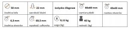 Zestaw kołowy stały 50mm nośność 40 kg