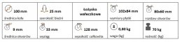 Zestaw kołowy skrętny guma 100mm nośność 70 kg