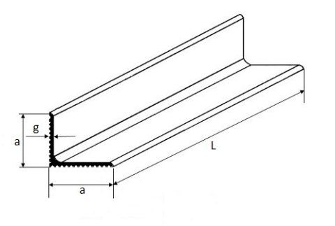 Kątownik aluminiowy ryflowany 20x20x2,5 - 100 cm