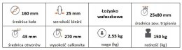 Zestaw kołowy skrętny z hamulcem 160mm(25) trzpień