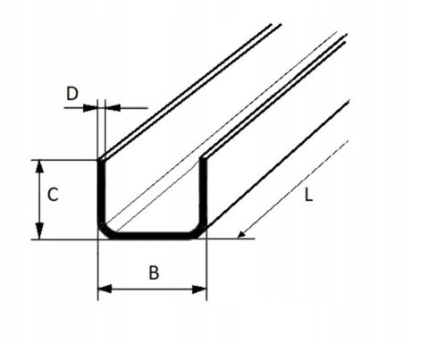 Ceownik stalowy z/g 40x40x3 długość 1500mm (150cm)