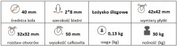 Zestaw kołowy meblowy skrętny hamulec 40mm (42x42)