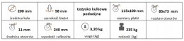 Zestaw kołowy stały 200mm nośność 235 kg