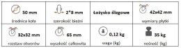 Zestaw kołowy meblowy skrętny 50mm (42x42)
