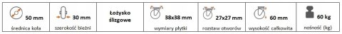 Zestaw kołowy meblowy skrętny 50mm