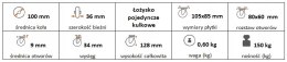 Zestaw kołowy skrętny 100mm nośność 150 kg