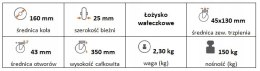 Zestaw kołowy skrętny 160mm (35/45) trzpień