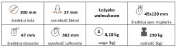 Zestaw kołowy skrętny 200mm (37/45) trzpień