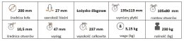 Zestaw kołowy skrętny 200mm nośność 230 kg