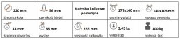 Zestaw kołowy skrętny 220mm nośność 100 kg