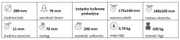 Zestaw kołowy skrętny 260mm nośność 100 kg