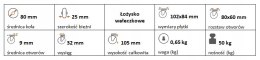 Zestaw kołowy skrętny guma 80mm nośność 50 kg