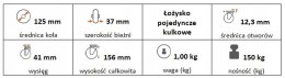 Zestaw kołowy skrętny z hamulcem 125mm otwór 12,3