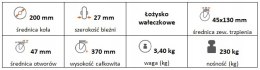 Zestaw kołowy skrętny z hamulcem 200(35/45)trzpień