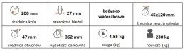 Zestaw kołowy skrętny z hamulcem 200(37/45)trzpień