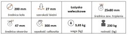 Zestaw kołowy skrętny z hamulcem 200mm(25) trzpień