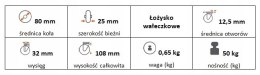 Zestaw kołowy skrętny z hamulcem 80mm nośn 50kg
