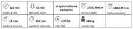 Zestaw kołowy stały 220mm nośność 100 kg