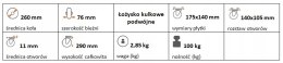 Zestaw kołowy stały 260mm nośność 100 kg