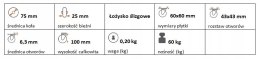 Zestaw kołowy stały 75mm nośność 60 kg