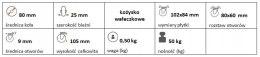 Zestaw kołowy stały 80mm nośność 50 kg