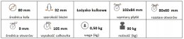 Zestaw kołowy stały 80mm nośność 90 kg