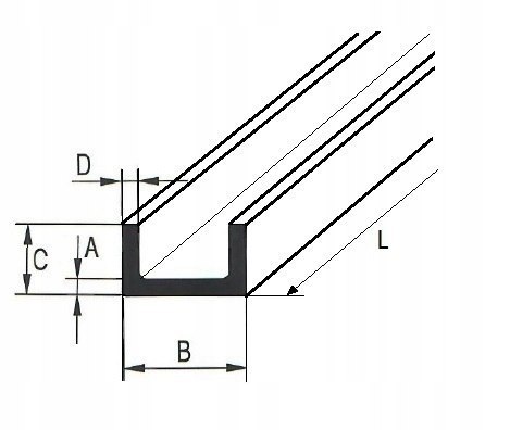 Ceownik aluminiowy 50x50x4 długość 1500mm (150cm)