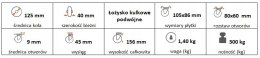 Zestaw kołowy skrętny 125mm nośność 300 kg