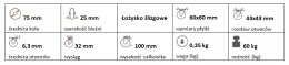 Zestaw kołowy skrętny z hamulcem 75mm nośność 60kg