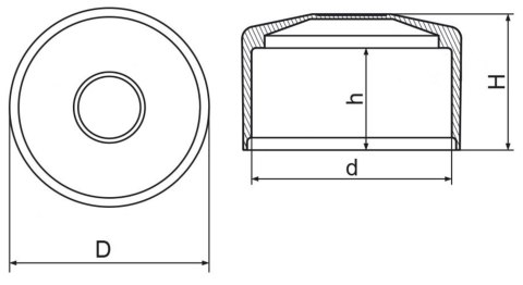 Nasadka zewnętrzna okrągła fi 38 2szt czarna