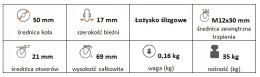 Zestaw kołowy skrętny 50mm z trzpieniem