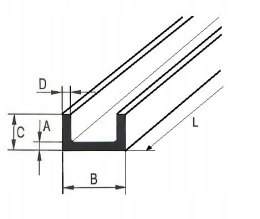 Ceownik aluminiowy 13x10x1,5 długość 1500mm (150cm)