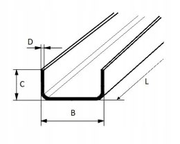 Ceownik stalowy z/g 80x60x3 długość 2000mm (200cm)