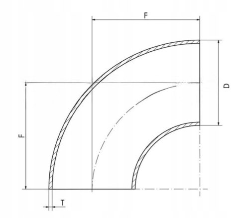 Kolano hamburskie do spawania stal DN15 21,3x2 P235TR2