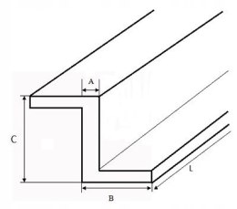 Zetownik aluminiowy 18x22x2,5 długość 1500mm (150cm)