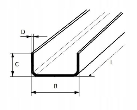 Ceownik stalowy z/g 80x50x5 długość 6000mm (600cm)