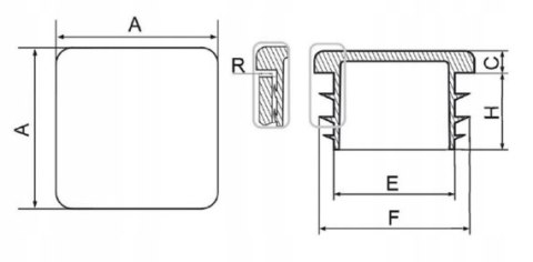 Zaślepka profila fioletowa 25x25 mm kwadrat 5szt.