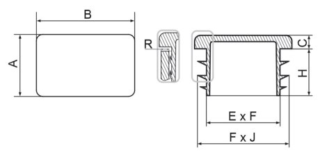 Zaślepka profila biała 30x80mm prostokąt 100szt.